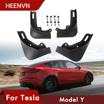  Tesla Model Y Mud Flaps Front Rear Splash Guards Fender Kit （Set of 4） No Need to Drill Holes , Mudguards Fender Compatible with Tesla Model Y 2020-2022（Shipment from FBA）