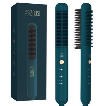 Zao\\'s Selection Hair Straightener Comb, Ceramic Fast Heating Electric Straightening Brush for Thick Hair, Less Damage & Easier-to-Use Hot Tool Than Flat Irons