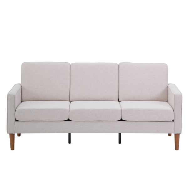 180*76*85cm Linen Solid Wood Legs Second Generation Three Seats Without Chaise Concubine Solid Wood Frame Can Be Combined With Single Seat Double Seat Indoor Modular Sofa Creamy White