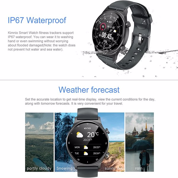 Smart Watch,Smartwatch for Men Women IP68 Waterproof Activity Tracker ,1.32HD Full Touch Screen Heart Rate Monitor Pedometer Sleep Monitor for Android iOS Phones（black）