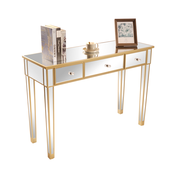 106*38*76cm Modern Mirror Three-pump Computer Desk Silver