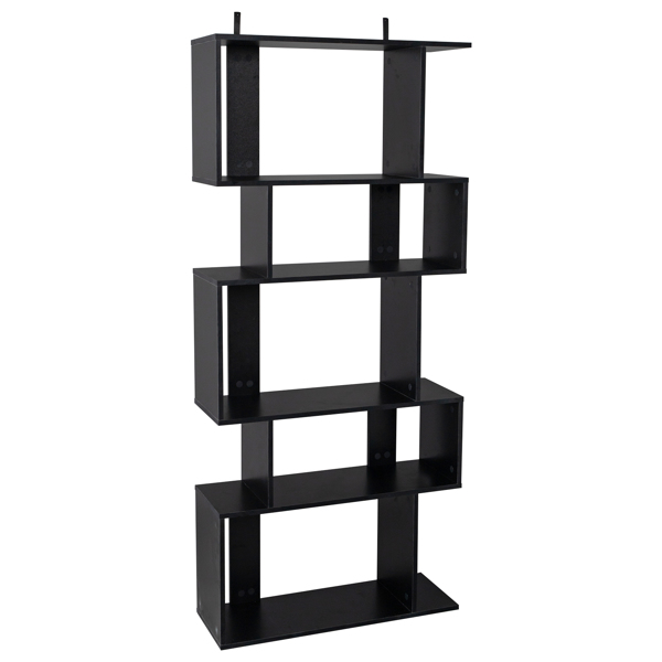 Freestanding Ladder Bookcase, 5 Cubes Corner Storage Bookshelf, 5-Layer Shelves Closet Organizer Rack Display Cabinet (Black)