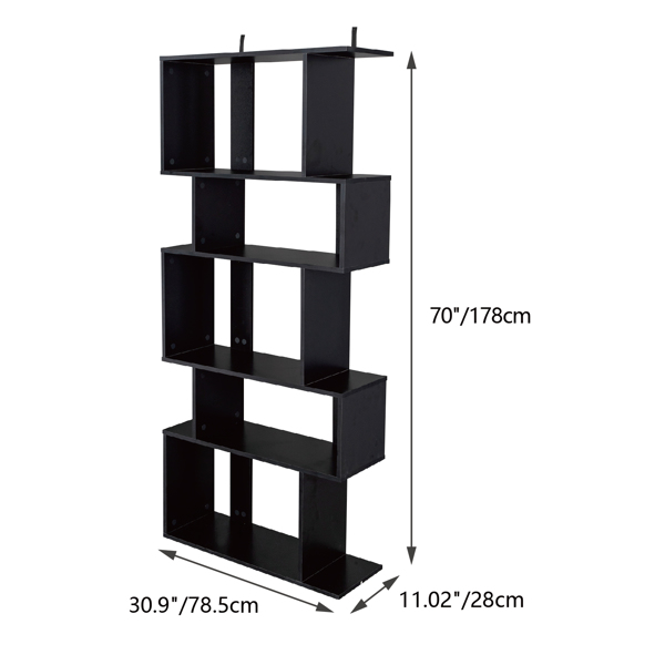 Freestanding Ladder Bookcase, 5 Cubes Corner Storage Bookshelf, 5-Layer Shelves Closet Organizer Rack Display Cabinet (Black)