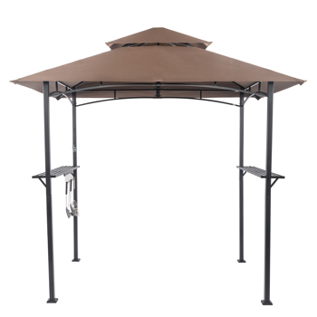 241*150*246cm Iron Polyester Cloth Brown Top Cloth Side Bar With Hook Folding Shed