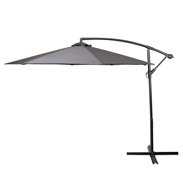 3M Garden Parasol, Patio Umbrella with 8 Sturdy Ribs, Outdoor Sunshade Canopy with Crank and Tilt Mechanism UV Protection Patio and Balcony Grey