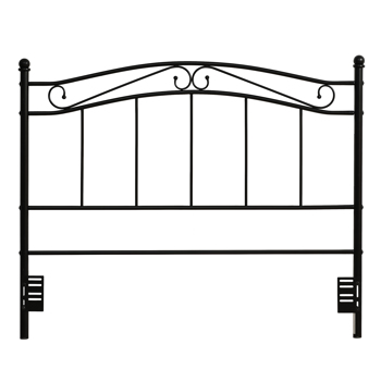 Simple Iron Round Tube With Two Curved Flower Decorations On The Upper End Vertical Tube Below Headboard Black