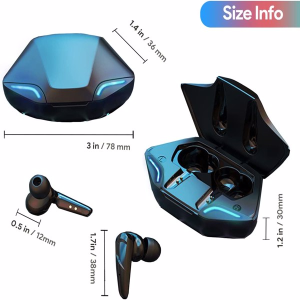 Wireless Earbuds Games Wireless Earbuds LED Light in-Ear W/Mic Touch Control,5.0-Sport Earphones for Android and iPhone