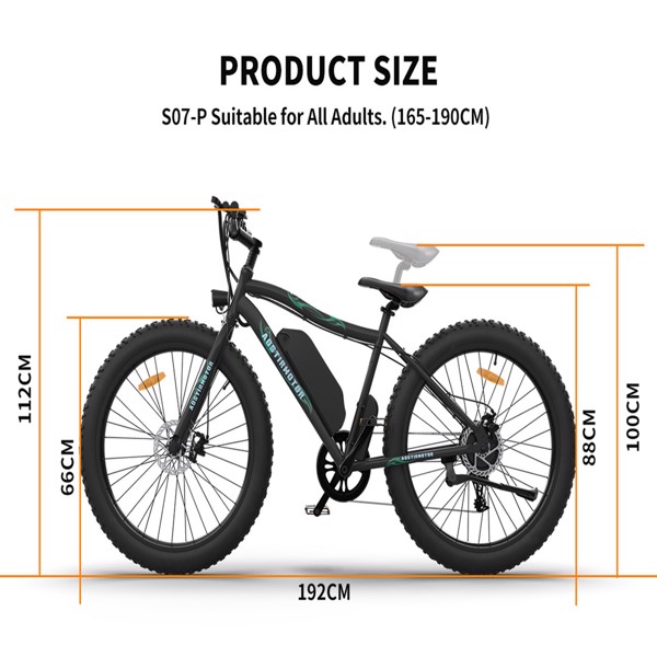 AOSTIRMOTOR New Fat Tire Adults Electric Bicycle 26 In. Electric Mountain Bike 36V 13AH S07-P（No fenders）