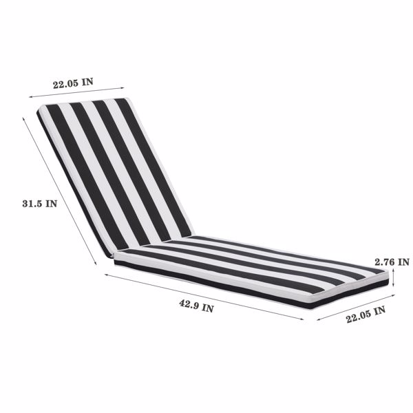 2PCS Set Outdoor Lounge Chair Cushion Replacement Patio Funiture Seat Cushion Chaise Lounge Cushion (Black/White Color)  [Sale to Temu is Banned.Weekend can not be shipped, order with caution]