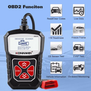 KONNWEI KW310 OBD2 Scanner Full OBDII Functions 10 Modes Car Engine Diagnostic Scanner Tool for All 1996 and Newer Cars (Black)