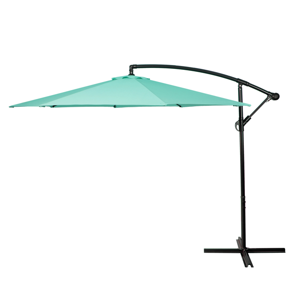 3M Garden Parasol, Patio Umbrella with 8 Sturdy Ribs, Outdoor Sunshade Canopy with Crank and Tilt Mechanism UV Protection Patio and Balcony Lake Blue