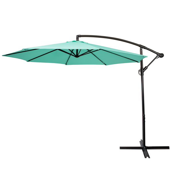 3M Garden Parasol, Patio Umbrella with 8 Sturdy Ribs, Outdoor Sunshade Canopy with Crank and Tilt Mechanism UV Protection Patio and Balcony Lake Blue