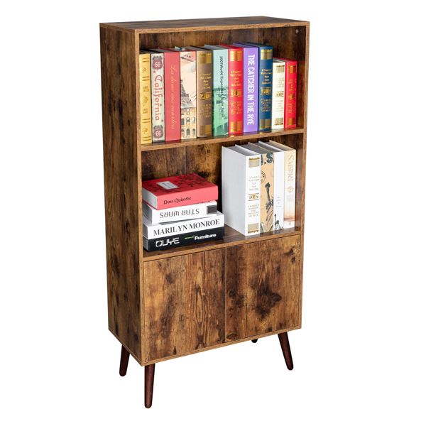 3层高脚带双开门 家用木制层架 刨花板 60*30*120cm 复古棕色 N001-9