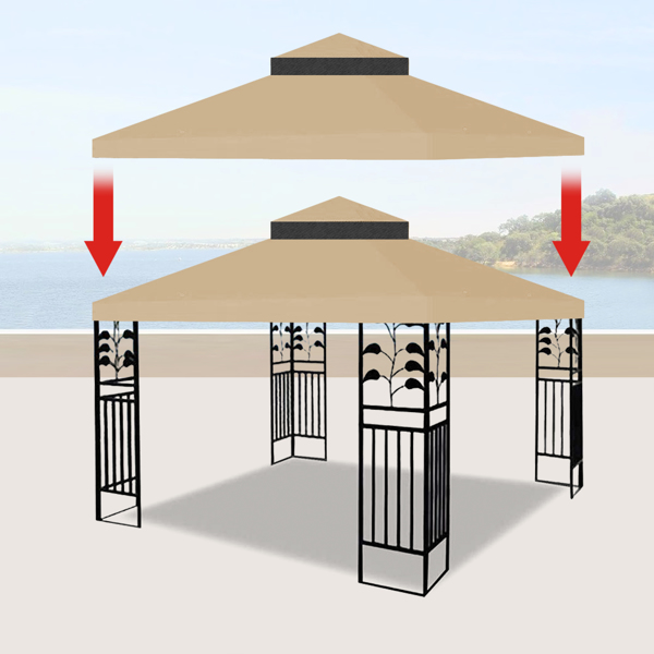 10 x 10 Ft Double Tiered Gazebo Replacement  Top Cover  [Sale to Temu is Banned.Weekend can not be shipped, order with caution]