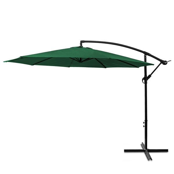 3M Garden Parasol, Patio Umbrella with 8 Sturdy Ribs, Outdoor Sunshade Canopy with Crank and Tilt Mechanism UV Protection Patio and Balcony Green