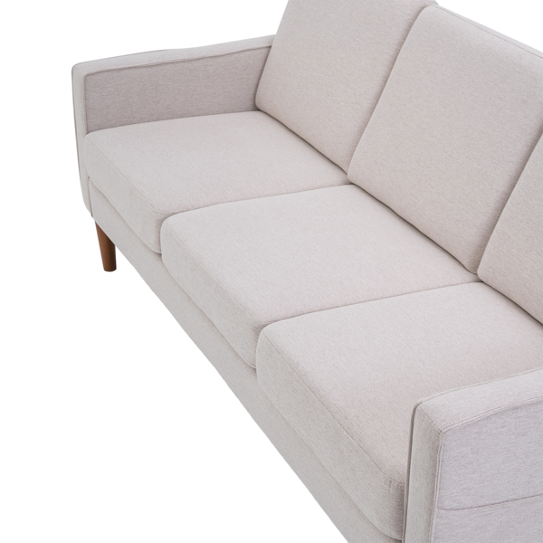 180*76*85cm Linen Solid Wood Legs Second Generation Three Seats Without Chaise Concubine Solid Wood Frame Can Be Combined With Single Seat Double Seat Indoor Modular Sofa Creamy White