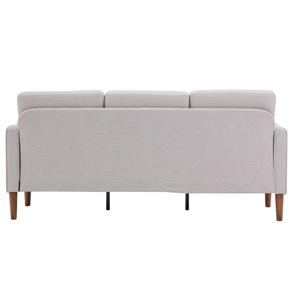 180*76*85cm Linen Solid Wood Legs Second Generation Three Seats Without Chaise Concubine Solid Wood Frame Can Be Combined With Single Seat Double Seat Indoor Modular Sofa Creamy White