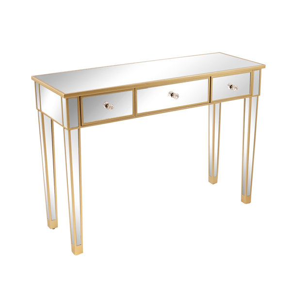 106*38*76cm Modern Mirror Three-pump Computer Desk Silver