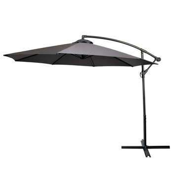 3M Garden Parasol, Patio Umbrella with 8 Sturdy Ribs, Outdoor Sunshade Canopy with Crank and Tilt Mechanism UV Protection Patio and Balcony Grey