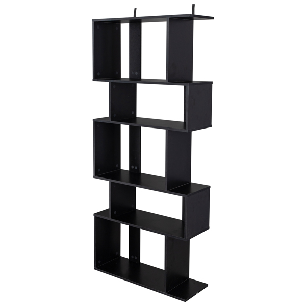 Freestanding Ladder Bookcase, 5 Cubes Corner Storage Bookshelf, 5-Layer Shelves Closet Organizer Rack Display Cabinet (Black)