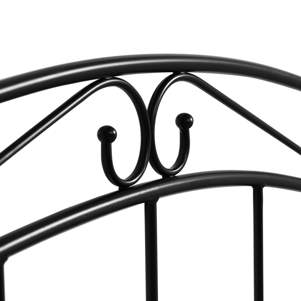Simple Iron Round Tube With Two Curved Flower Decorations On The Upper End Vertical Tube Below Headboard Black