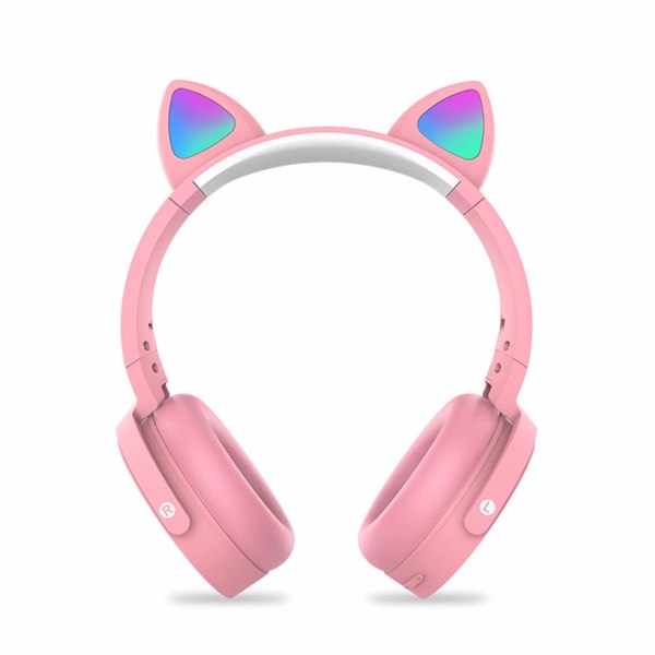 Fidget Headphones Kids Toy Headset, Wireless Bluetooth Headphone Pop Bubble On-Ear Headphone Fidget Toy Rainbow Color Fidget Headset for Children Adults (Pink-Cat)