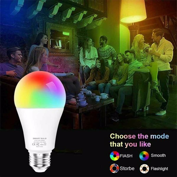 E26/E27 Wifi Smart LED Light Bulb 12W RGB Dimmable For Alexa Google Home