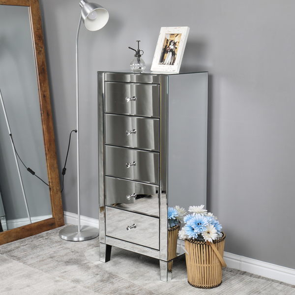 Mirror Big Five Drawer Chest Of Drawers Can Be Used For Bedside Table Chest Of Drawers Silver