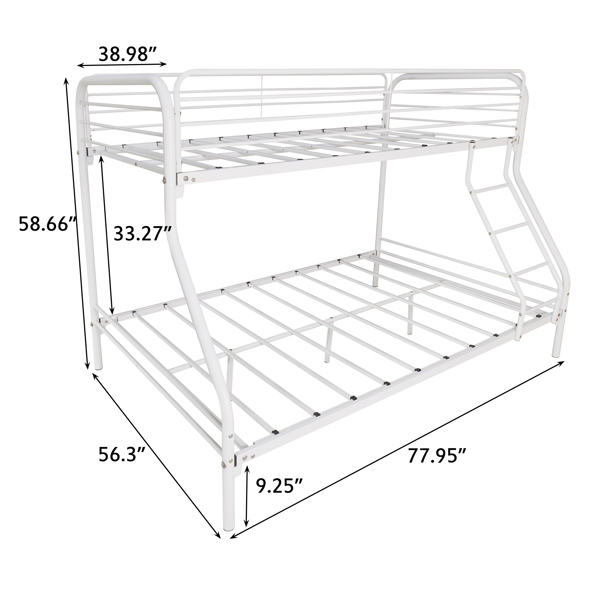 Twin-Over-Full Bunk Bed Closed Upper bunk White