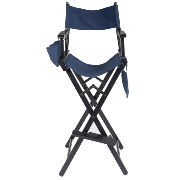 High Quality Solid Hardwood & Polyester Folding Makeup Chair Royal Blue