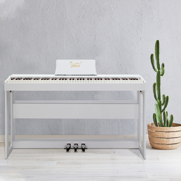 [Do Not Sell on Amazon]  Glarry GDP-104 88 Keys Full Weighted Keyboards Digital Piano with Furniture Stand, Power Adapter, Triple Pedals, Headphone, for All Experience Levels White