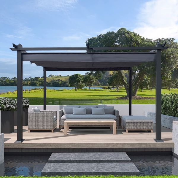 13 x 10 Ft Outdoor Patio Retractable Pergola [Sale to Temu is Banned.Weekend can not be shipped, order with caution]