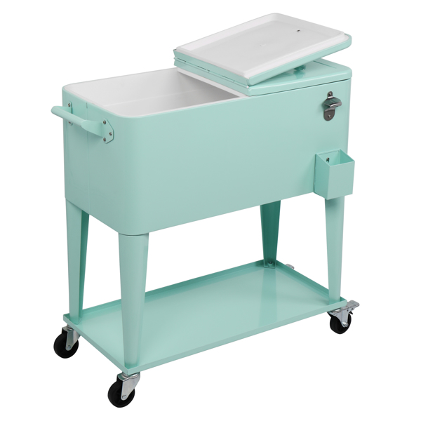 91*84.5*38.5cm Rectangular Plastic Box Frozen Insulation Cart Mint Green