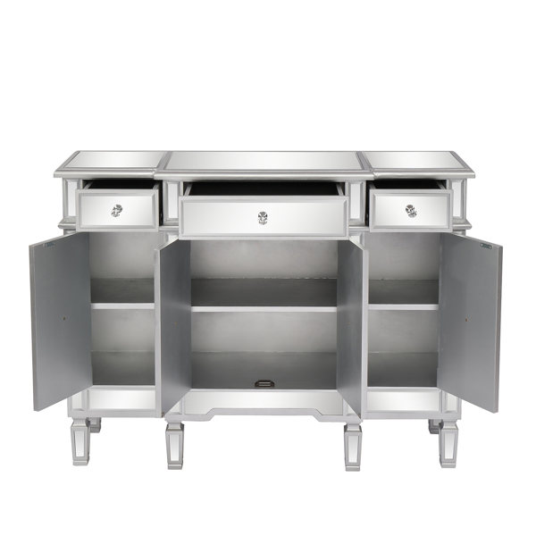 [FCH] Mirrored Finish Glass TV STAND with 3-Drawers 4 X Shape Doors Cabinet for Living Room