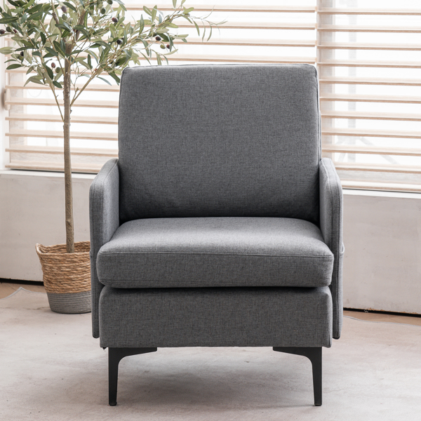Lounge Chair, Comfy Single Sofa Accent Chair for Bedroom Living Room Guestroom, Dark Grey