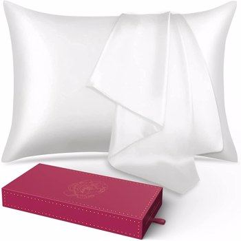 Silk Pillowcase for Hair and Skin 1 Pack, 100% Mulberry Silk & Natural Wood Pulp Fiber Double-Sided Design, Silk Pillow Covers with Hidden Zipper (standard size:20\\" x 26\\", white)