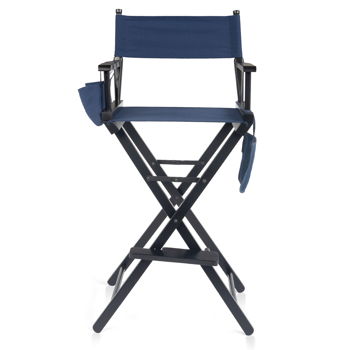 High Quality Solid Hardwood & Polyester Folding Makeup Chair Royal Blue