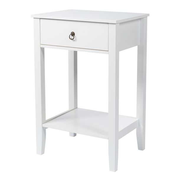 Two-layer Bedside Cabinet Coffee Table with Drawer White