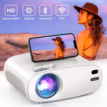 VIDOKA Native 1080P Mini Projector with WiFi and Bluetooth, Upgrade 9200L HD, BL-48 , white