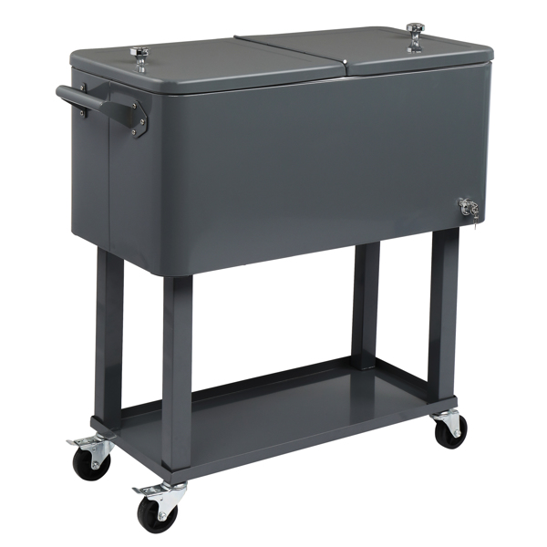 87.5*91*38.5cm 80QT Rectangular Plastic Box Iron Foot Tube Refrigeration and Insulation Cart Dark Grey