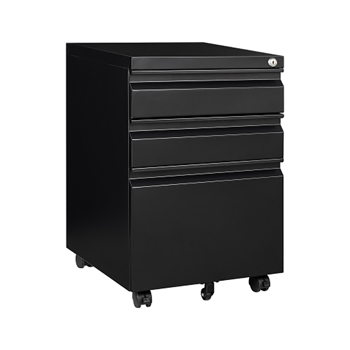 Metal 3 Drawer File Cabinet, Rolling File Cabinet with Lock Under Desk, Small Black Filing Cabinets for Home Office
