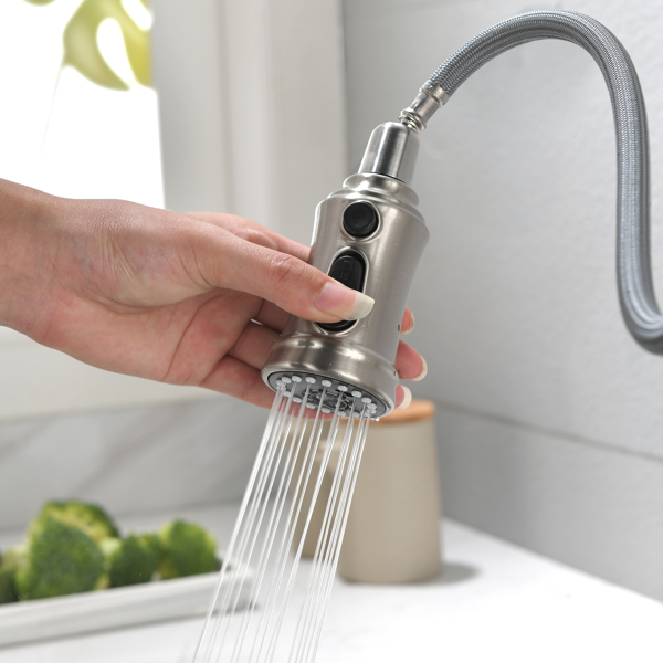  Single Handle High Arc Pull Out Kitchen Faucet,Single Level Stainless Steel Kitchen Sink Faucets with Pull Down Sprayer