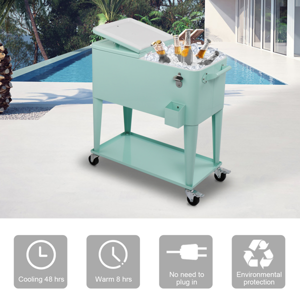 91*84.5*38.5cm Rectangular Plastic Box Frozen Insulation Cart Mint Green