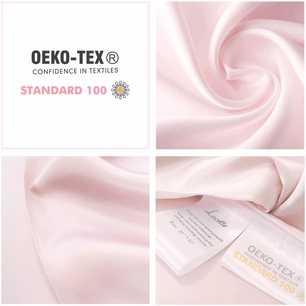 Lacette Silk Pillowcase 2 Pack for Hair and Skin, 100% Mulberry Silk, Double-Sided Silk Pillow Cases with Hidden Zipper (Light Pink, Standard Size: 20" x 26") (FBA 发货，周末不处理订单）