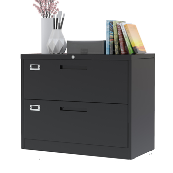2 Drawer Metal Lateral File Cabinet with Lock, Steel Office Filing Cabinet for Legal/Letter A4 Size, Wide File Cabinet for Office Home, (Black)