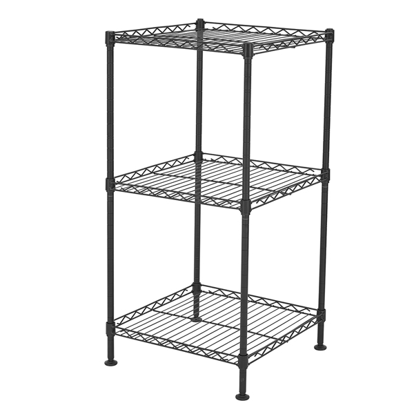 Black 3-Tier Black Wire Shelving Tower