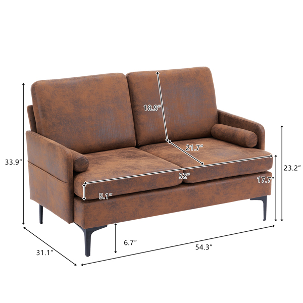 Two-Person Iron Frame Back Wooden Frame Seat Frame Indoor Lounge Chair Orange Bronzing Cloth