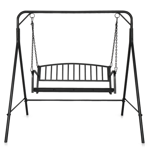 176*128*180cm Flat Top 250kg Garden Iron Swing Frame Black