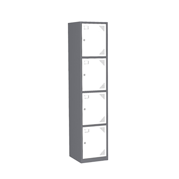 Metal Locker 4 Doors Employees Locker Storage Cabinet Locker, School ,Hospital ,Gym, Locker Requires Assembly (Grey White)