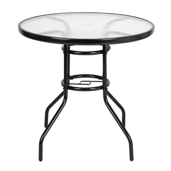 Outdoor Dining Table Round Toughened Glass Table Yard Garden Glass Table